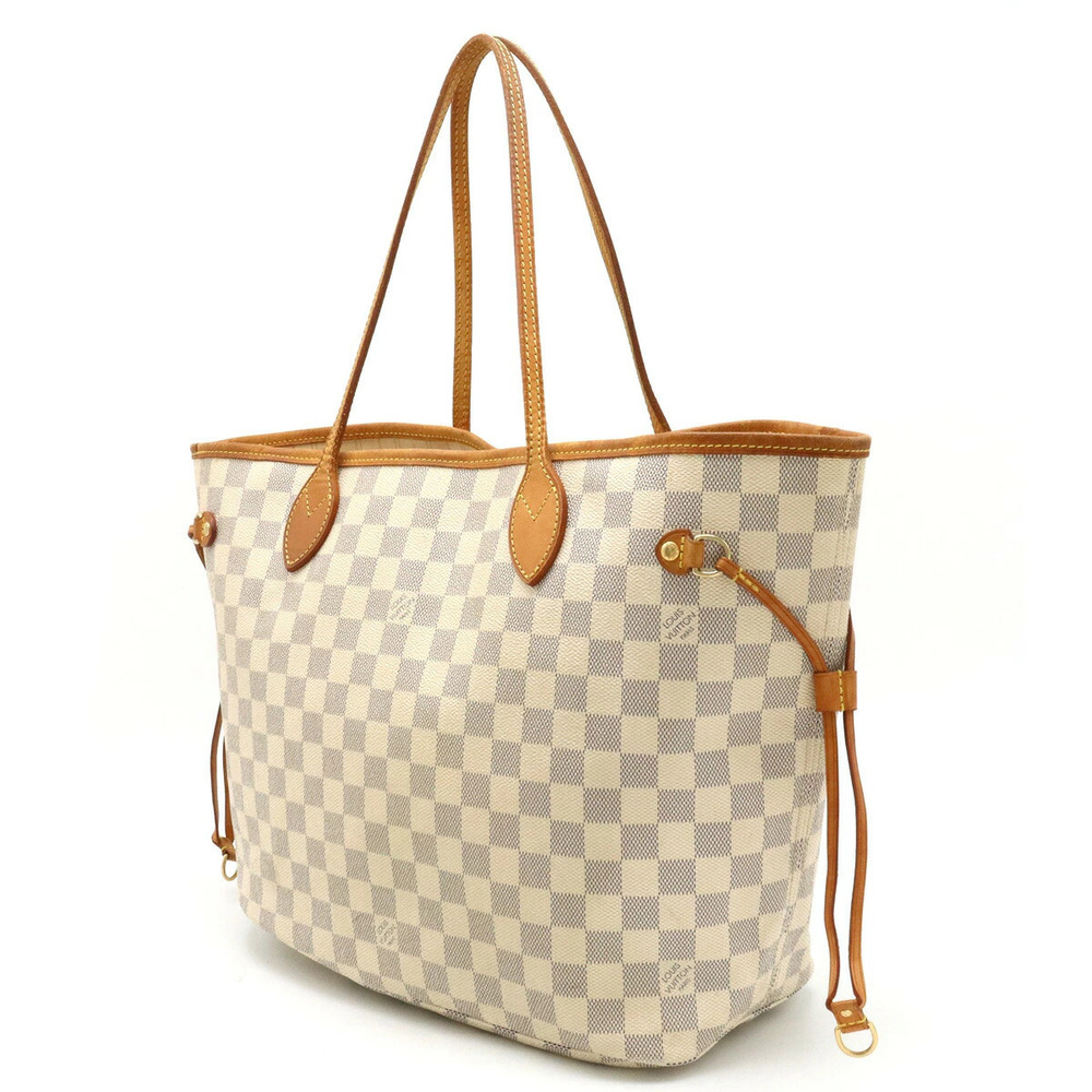 Louis Vuitton Damier Neverfull Tote Azur Shoulder White Bag White
